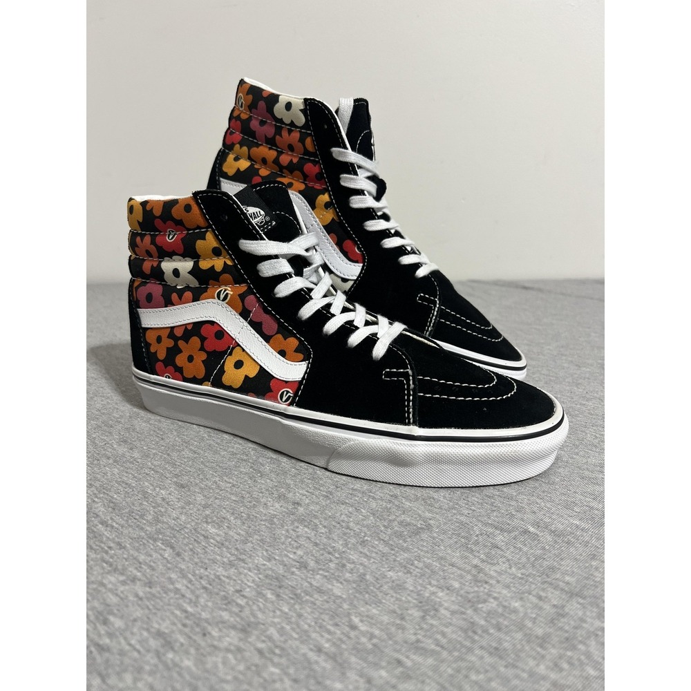 Vans Sk8-Hi Shoes Mens Size 9 Black Floral Multicolor High Top Skate Sneakers - Picture 2 of 16